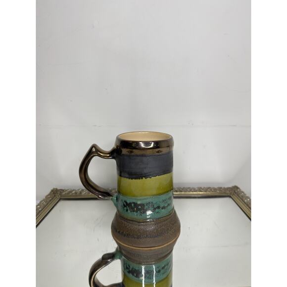 Eduardo Vega Art Pottery Cuenca Ecuador Green Bronze Vintage Half Pint Mug - Picture 10 of 10